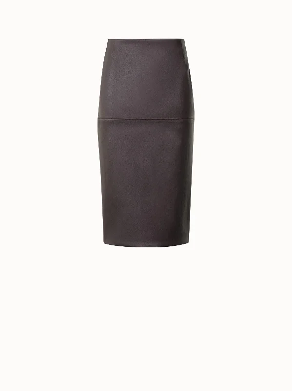 Pencil Skirt in Stretch Nappa Leather with Back Slit