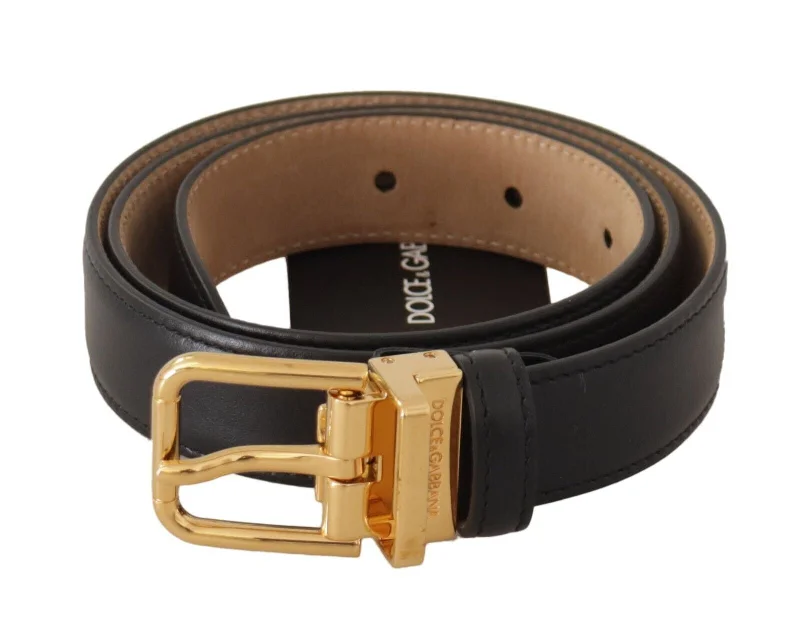 Dolce & Gabbana Elegant  Leather Belt with Engraved Metal Women's Buckle