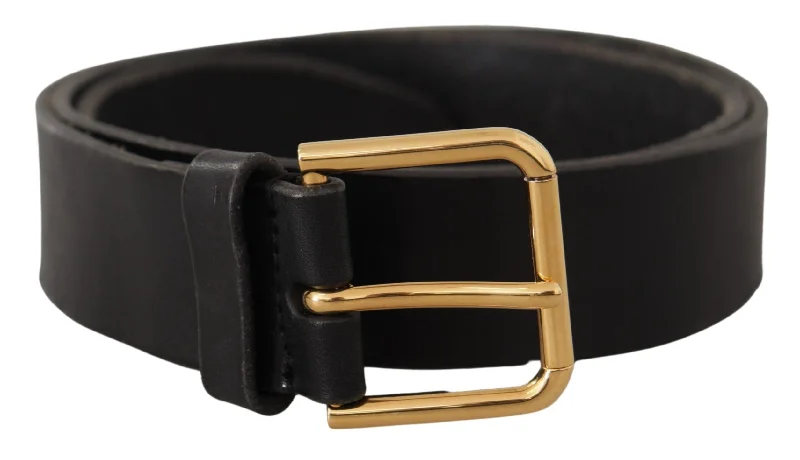 Dolce & Gabbana Elegant  Leather Belt with Metal Men's Buckle