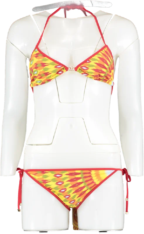 Valentino Printed Triangle Logo Rockstud Bikini Set BNWT UK S