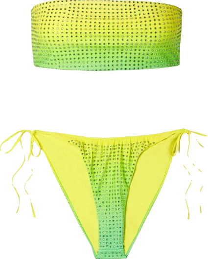 Self-Portrait Green Crystal-embellished Ombré Bandeau Bikini Set BNWT UK 8